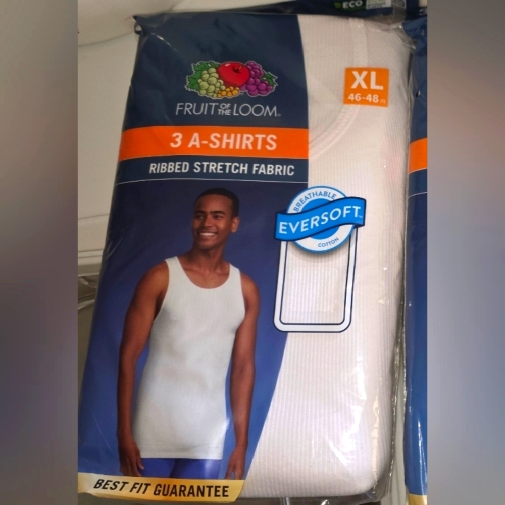 NEW IN PACKAGE ME FRUIT OF LOOM 3-A WHITE TANKS SMOKE FREE ENVIRONMENT Eversoft